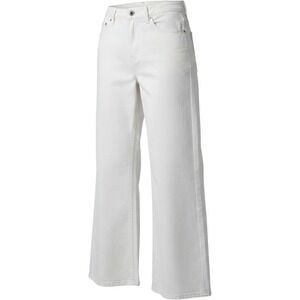 Free Assembly Womens Off White Wide Leg Utility Pants Raw Hem Size 12